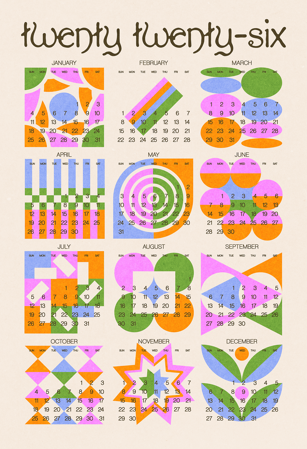 the twenty twenty-six calendar