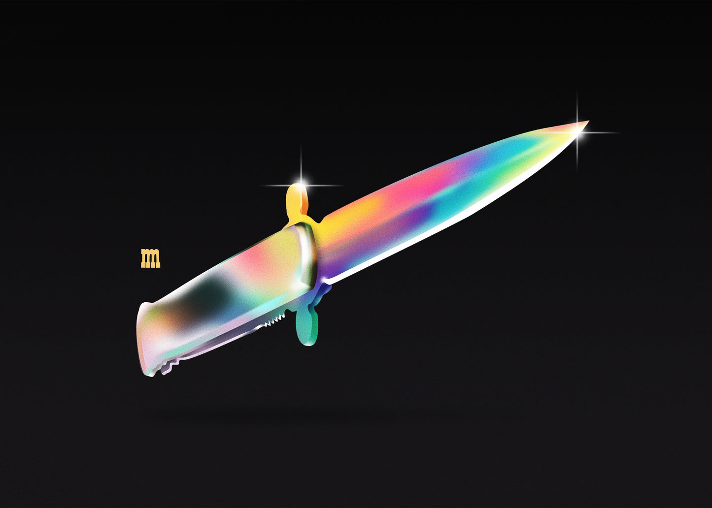 iridescent switchblade knife postcard