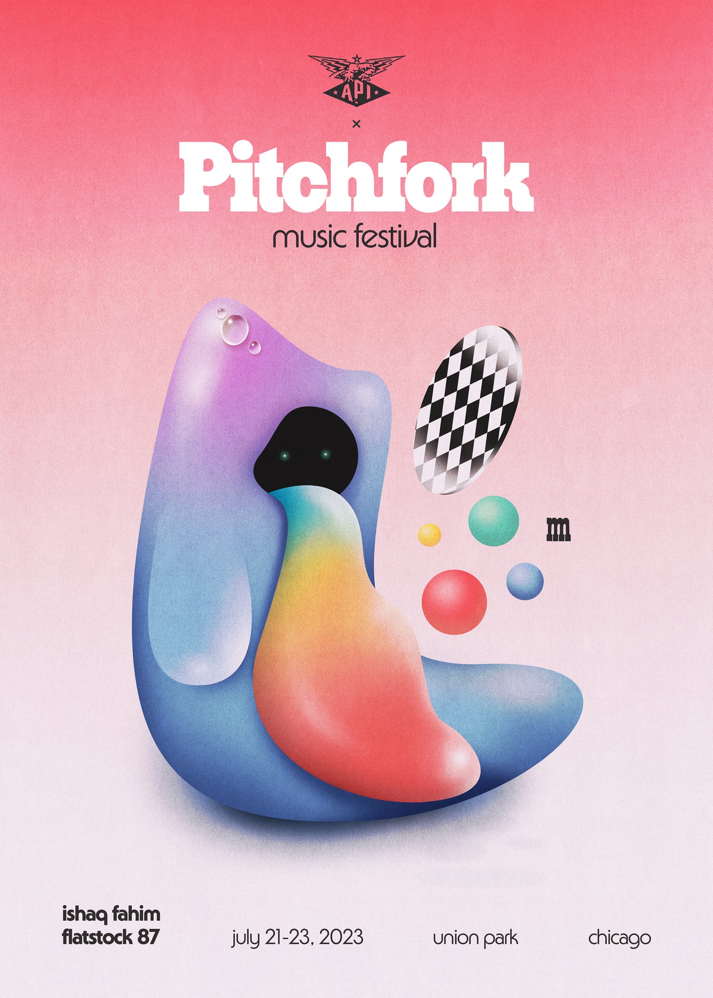 Pitchfork Music Festival 2023 gummy monster postcard