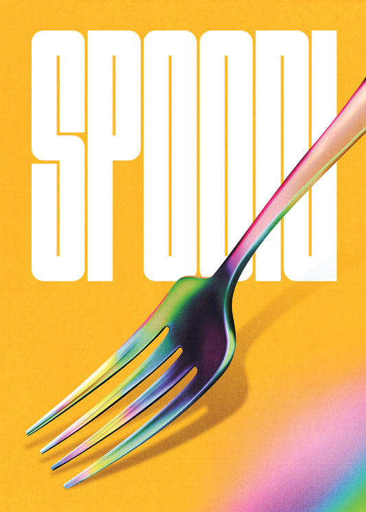 Spoon iridescent fork postcard